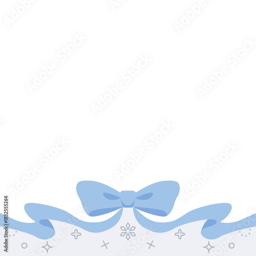 リボンのデコレーションフレーム、背景、雪の装飾、正方形サイズ