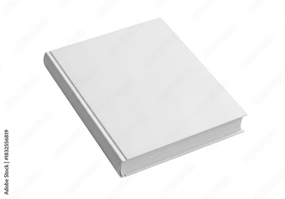 Fototapeta premium A plain white hardcover book with blank pages isolated on transparent background