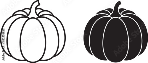 Simple pumpkin outline vector illustration for autumn themed design elements and celebrations