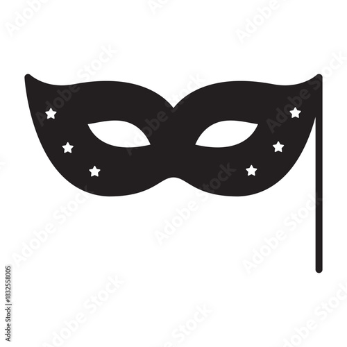 Festive masquerade mask solid icon – minimalist vector illustration