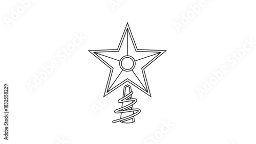 Christmas tree star topper outline vector design for holiday decoration and festive season celebration
