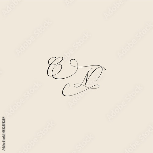 monogram elegant concept logo initial royal design CN minimalist style curve letter