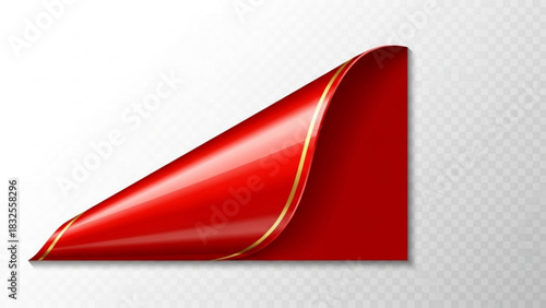 Download red page curl vector with golden stripe for website promotion and graphic design elements use now