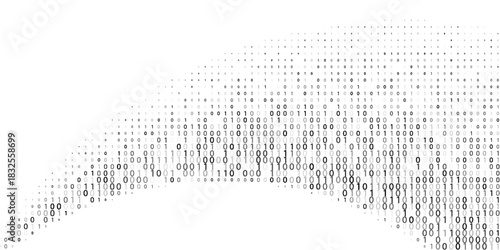 Abstract binary code wave of ones and zeros. Vector graphic pattern with digital stream