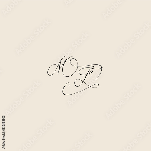 monogram elegant concept logo initial royal design MF minimalist style curve letter