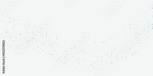 Digital data flow by blue binary code wave. Vector graphics