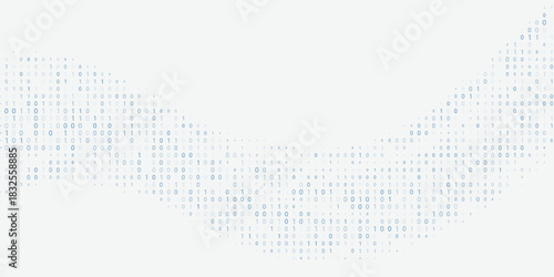 Digital data flow by blue binary code wave. Vector graphics