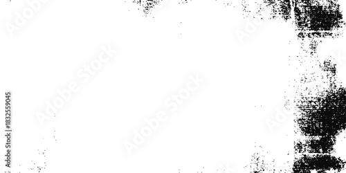 Grunge floral frame vector illustration border design with black ink texture and vintage flower decoration