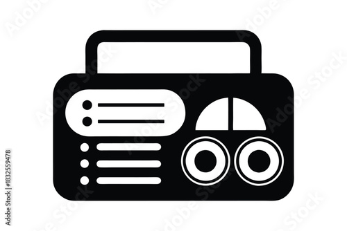 FM radio icon silhouette on white background