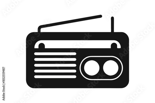 Retro old radio icon silhouette vector illustration on white background
