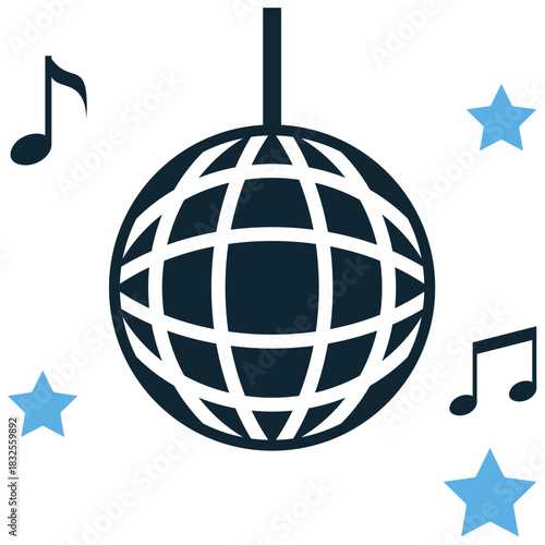 Disco Icon Vector Ideal for nightlife, dancing, music, party, and retro entertainment graphics. Symbolizes dance, fun, celebration, and vintage entertainment.