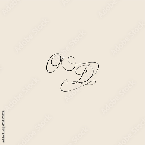 monogram elegant concept logo initial royal design OD minimalist style curve letter