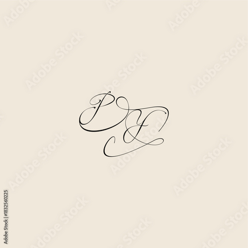 monogram elegant concept logo initial royal design PY minimalist style curve letter