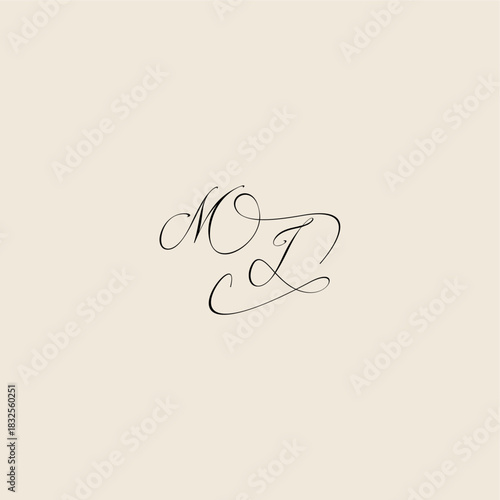 monogram elegant concept logo initial royal design MI minimalist style curve letter