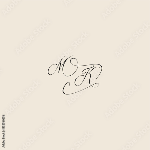 monogram elegant concept logo initial royal design MK minimalist style curve letter