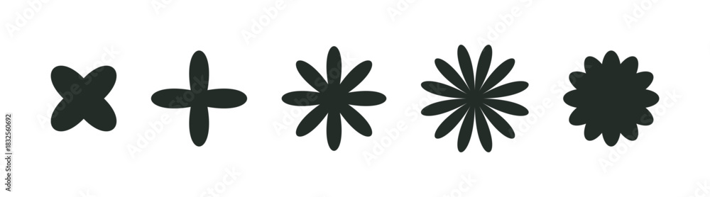 Fototapeta premium Minimal abstract floral shapes in a geometric style, Perfect for modern branding, pattern design, and decorative projects.