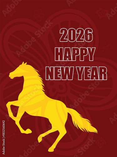 2026 year of the horse chinese new year poster rearing horse