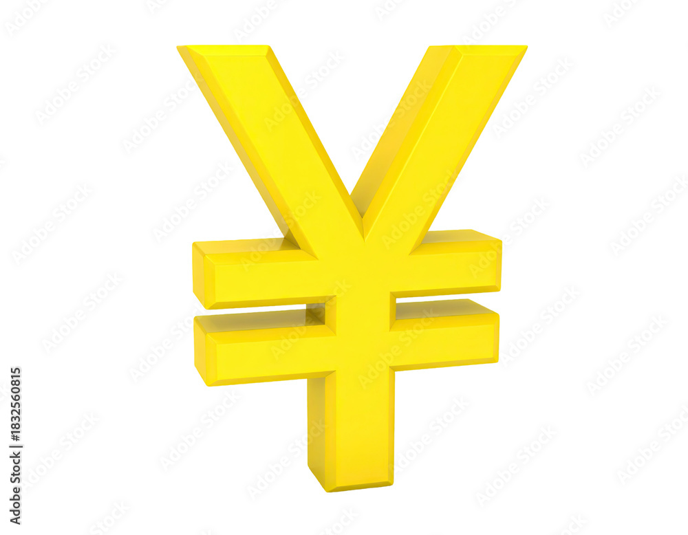 Fototapeta premium Japanese yen currency sign with bold shape clean lines used for financial transactions and monetary displays isolated on white background