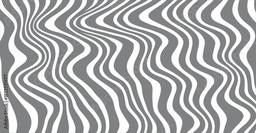 Abstract wavy pattern with alternating white and gray stripes creating an optical illusion.