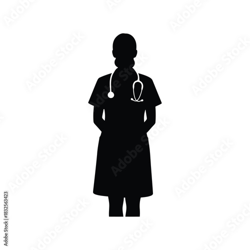 Doctor silhouette with stethoscope medical professional