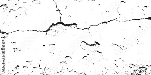 Close up of a cracked white wall texture with rough surface.