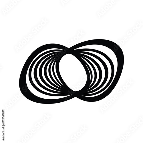 Abstract chaotic loop black white