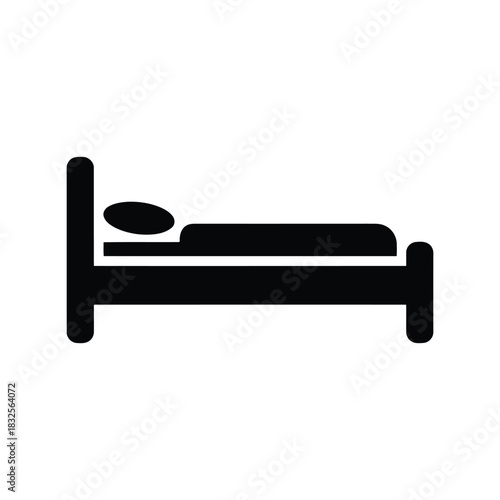 Hotel bed icon simple vector silhouette