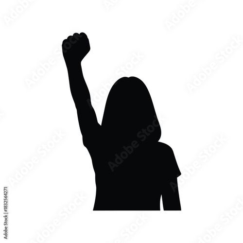 Woman s fist raised silhouette power protest solidarity