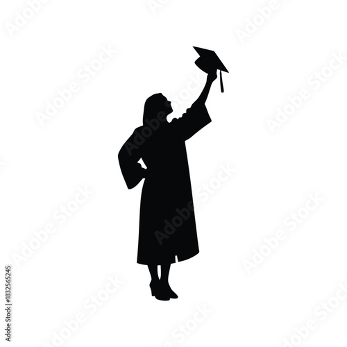 Graduation silhouette cap toss celebration