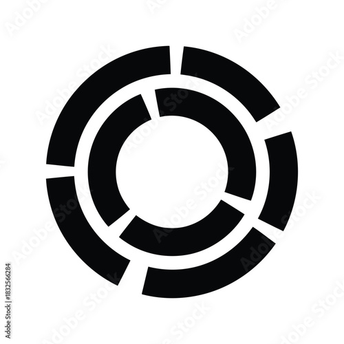 Abstract geometric circle fragmented black icon