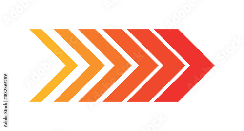 Orange red arrows vector symbol showing speed direction fast motion progress navigation modern design vibrant gradient dynamic forward icon for digital technology user interface isolated background