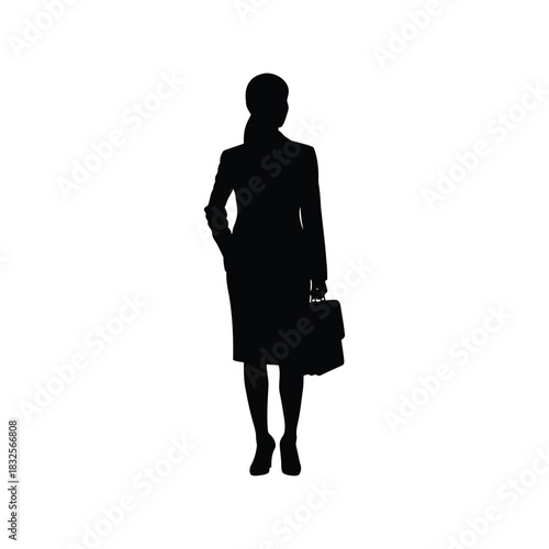 Silhouette businesswoman with briefcase