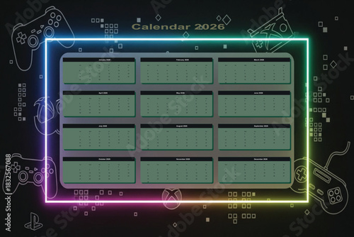 Modern calendar design with vibrant color accents and clean typography