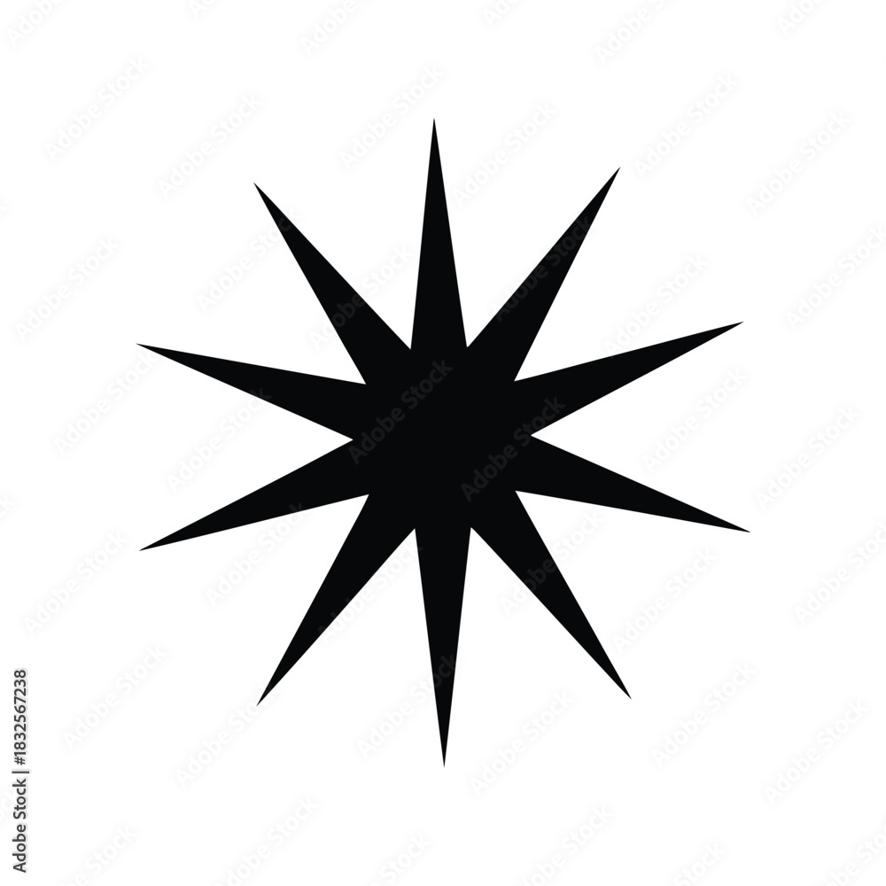 Obraz premium Black starburst icon sharp pointed geometric shape