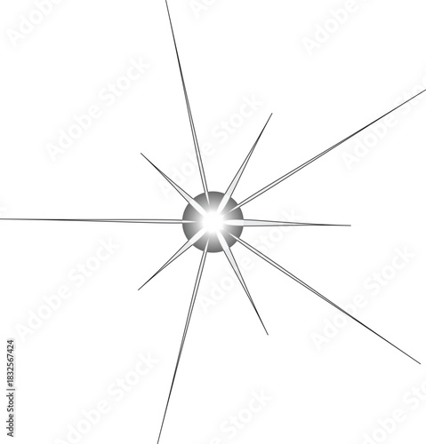 liting features a grey starburst design that creates a striking visual impact. At the center, a gradient sphere serves as the focal point, transitioning from a darker shade of grey to a lighter one