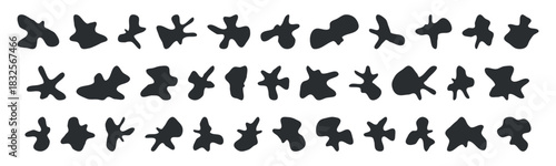 Irregular black abstract organic fluid silhouettes collection multiple blob liquid forms vector decorative creative set contemporary graphic shapes isolated modern design minimal artistic inspiration