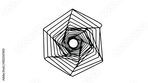 Geometric abstract hexagon vortex with optical illusion effect