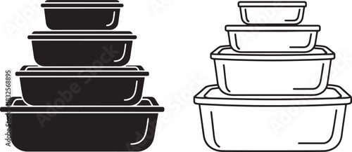 Stack of food storage containers silhouette