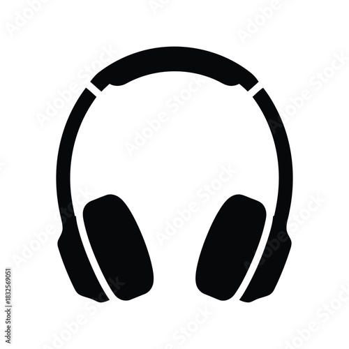 Minimalist black headphones icon