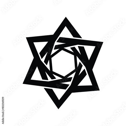 Abstract star of david symbol geometric black and white