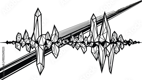 Abstract geometric waveform crystal design symbolizing sound and energy