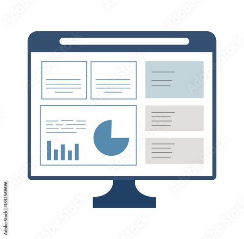 Online Web Surfing Computer Vector Illustration with Minimalist Browser Layout