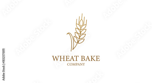 Modern Minimalist Wheat Logo Design – Elegant Wheat Icon for Eco-Friendly Bakery and Bake Food Restaurant Cafe Companies