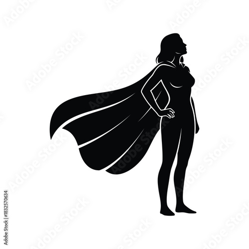 Superhero woman silhouette empowered confident heroic