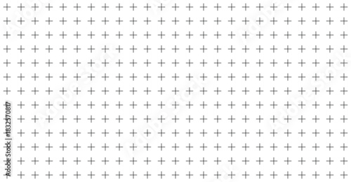 Black cross symbols forming seamless pattern with precise geometric grid layout, vector background texture for web, print, textile design, elegant modern aesthetic, minimal monochrome style