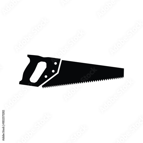 Black hand saw silhouette woodworking tool