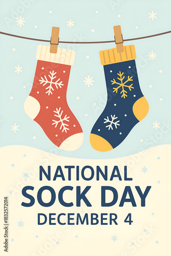   Cute Vector Socks Hanging on String  socks Day 4 December 