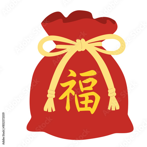 Red bag with 福 and border outline perfect for coloring books tracing preschool activities Imlek education printable