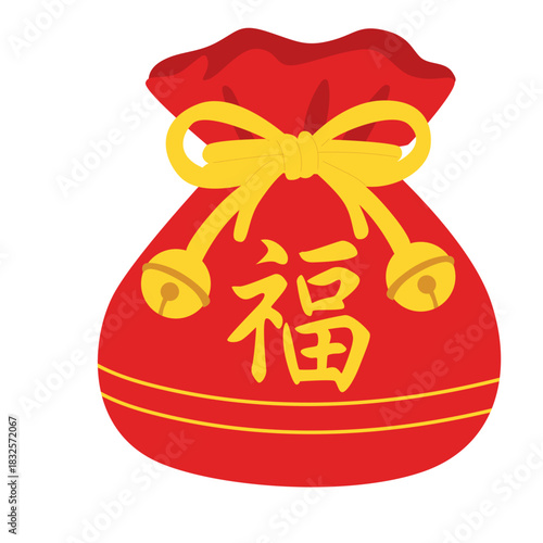 Red fortune bag with 福 print outline great for coloring tracing preschool education Imlek theme printable fun