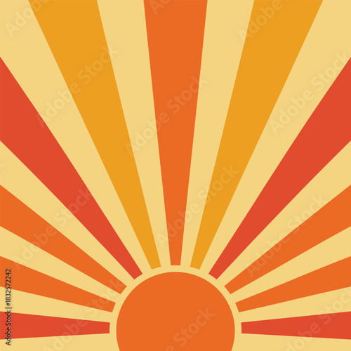 Bright retro vintage sunburst background with warm radiant rays